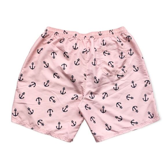 🔃Maamgic Anchor Print Men’s Pink Board Shorts Swim Trunks - Picture 2 of 6